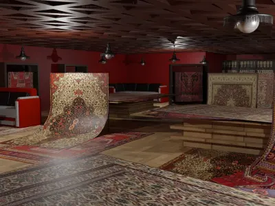 Carpet Rug Store Low-poly 3D model