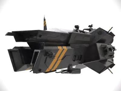 spaceship 0122 cruiser low poly Low-poly 3D model