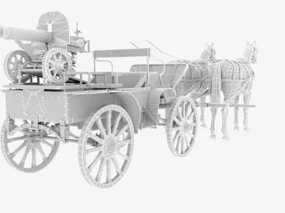 tachanka horse drawn carriage with gun Low-poly 3D model