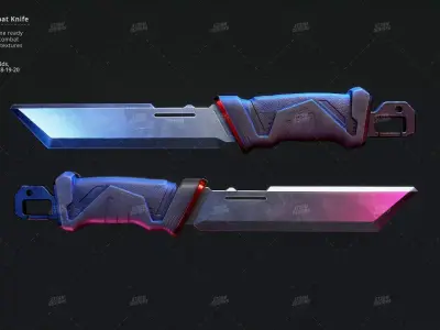 Combat Knife Katana Cyberpunk Low Poly 3D PBR UE5 Low-poly 3D model