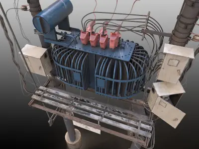 Pole Mounted PMT Transformer 3D model