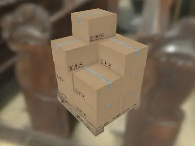 Pallet with Boxes Low-poly 3D model