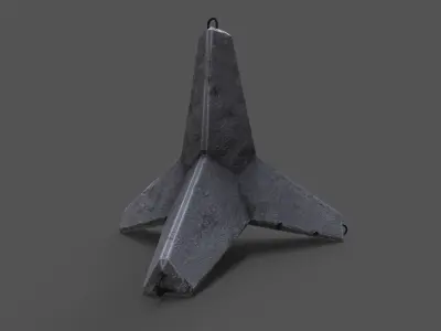 Road block star - antitank roadblock Low-poly 3D model