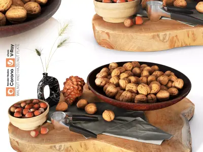 Walnut and Hazelnut Plate 3D model