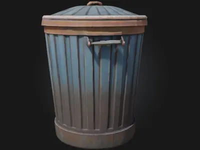 Rustic Metal Bin  Industrial Charm with Weathered Realism 3D model