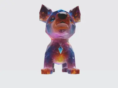 Crystal puppy Low-poly 3D model