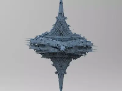 Cyberpunk magma oil rig 3 3D model
