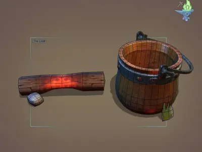 Camp Fire Cauldron Low-poly 3D model