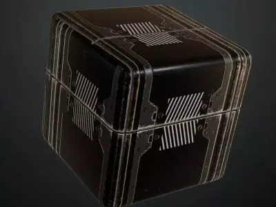 Black Modular Sci-Fi Warning Panel PBR Seamless Texture