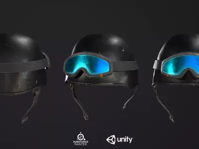 Combat Helmet PBR Low-poly 3D model