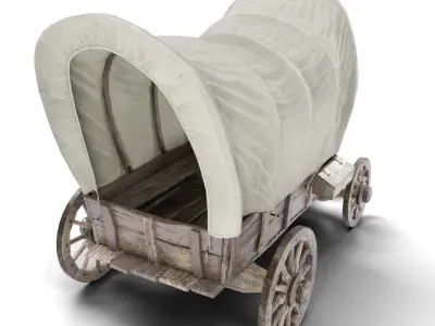 Old Horse Carriage Low-poly 3D model