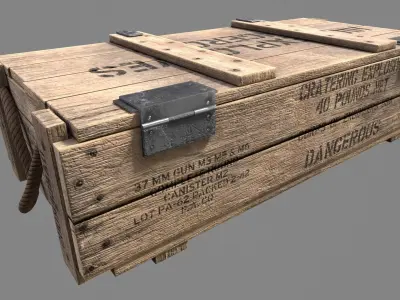 Wood Ammo Box Low-poly 3D model