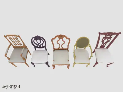 Antique Chairs Low-poly 3D model
