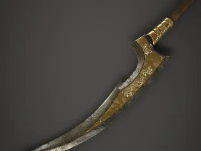 Gold Spear Low-poly 3D model