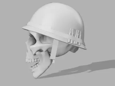 skull with military helmet 3D print model purchase