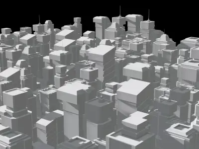 Sci fi buildings 3d models Low-poly 3D model