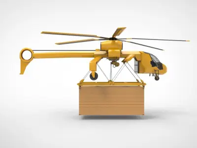 helicopter aerial crane Low-poly 3D model