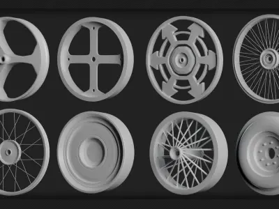 40 Tires and Rims 3D Model - Game Ready Low-poly 3D model