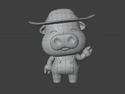 Cute Pig 3D Illustration 3D model 4