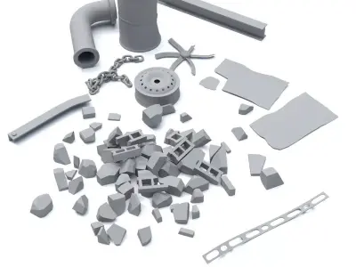 Industrial debris Low-poly 3D model