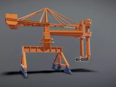 Port transportation crane animation 3D model