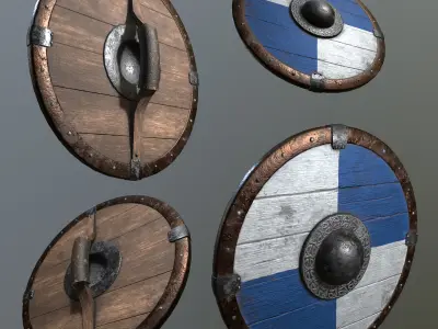 Medieval Viking Shield Low-poly 3D model