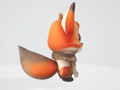 Cute Low Poly Fox Character Rigged PBR Game Ready Low-poly 3D model