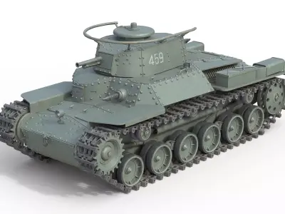Type 97 Chi-Ha medium tank  Low-poly 3D model