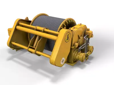 Hydraulic Mooring Winch Low-poly 3D model