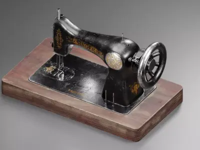Singer Old Sewing Machine 3D model and PBR Texture 3D model