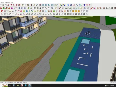 Apartment building with recreational spaces 3D model