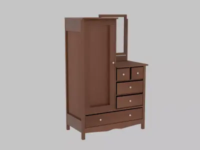 Antique Chifforobe With Mirror Low-poly 3D model