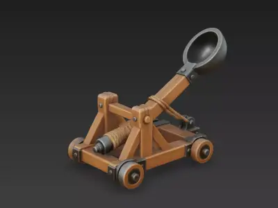 Stylized Medieval Catapult 3D Model Siege Weapon 3D model