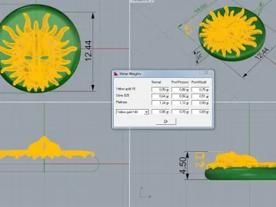 Pendant Sun Face on a round stone 3D print model