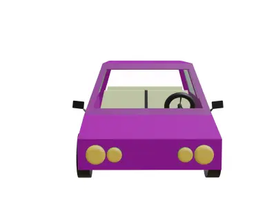 Stylized Purple Cartoon Sedan - Low Poly 3D model