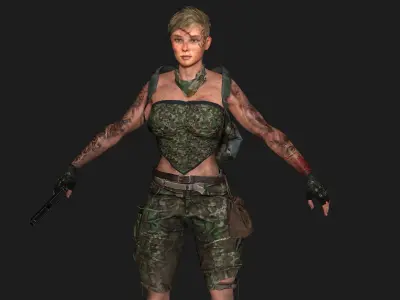 AAA 3D APOCALYPTIC FEMALE 02 - REALISTIC GAME READY CHARACTER Low-poly 3D model