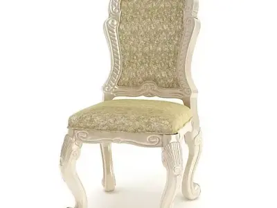 White Antique Chair 3D model