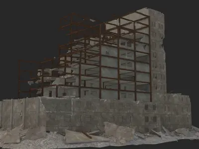 destroyed building Low-poly 3D model buy