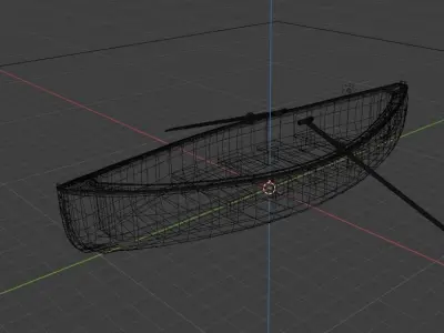 Barque 1 wooden canoe on water Free low-poly 3D model