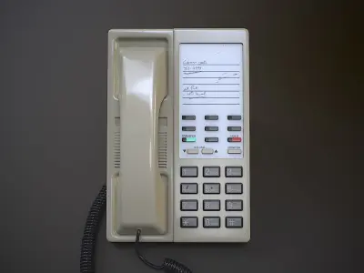 Office Basic Telephone white color Low-poly 3D model