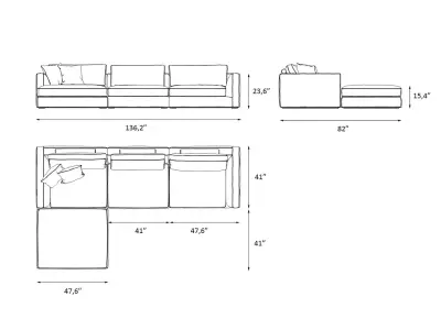 Sofa collection five modules six pieces 3D model