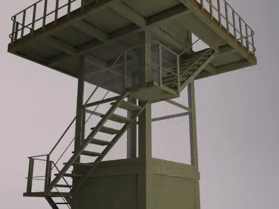 The armored observation tower Low-poly 3D model