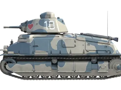 SOMUA S35 Cavalry tank  Low-poly 3D model