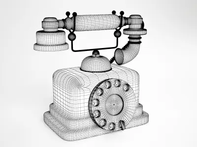 Retro Rotary Telephone Low-poly 3D model