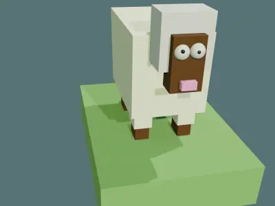 Farm sheep Low-poly 3D model