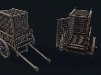 Medieval Prisoner Cart  2 Low-poly 3D model