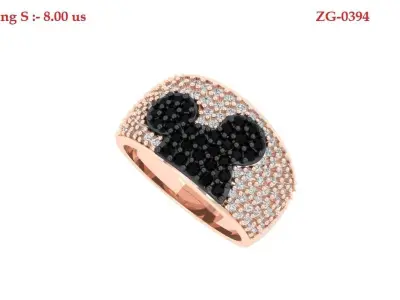 Disney Cartoon Mickey Mouse Face Wedding  Engagement Ring 3D print model