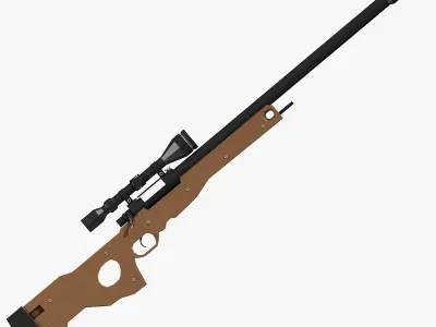 Sniper rifle Low-poly 3D model 7