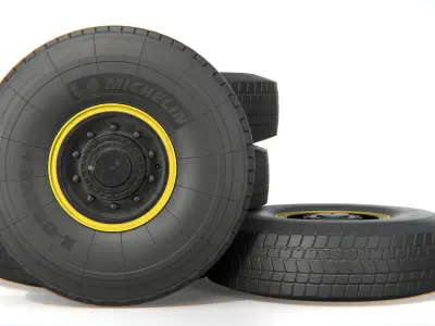 Heavy Duty Truck Tire with Rim Low-poly 3D model