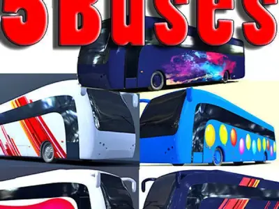 Second Collection of 5 Buses 3D model